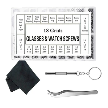 Kit de Reparație pentru ochelari ochelari de soare Ochelari de Reparare Kit Suruburi pentru Ochelari de vedere cu 12 Perechi Pad Nas Șurubelniță Pensete de Curățare Sticla C