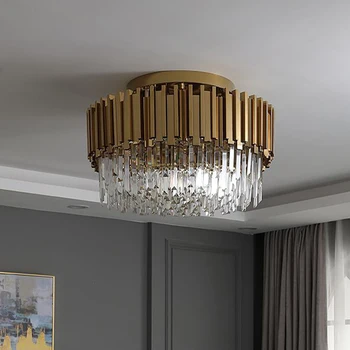 Cristal de lux Tavan pentru Camera de zi Modernă de Aur Rotund Lampă cu Led-uri de Iluminat Interior Corpuri de iluminat