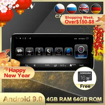 4+64 Android 9.0 Auto multimedia player Pentru MERCEDES-BENZ C W205 GLC-X253-2016 GPS Auto Radio Audio stereo Unitate Cap hartă gratuită