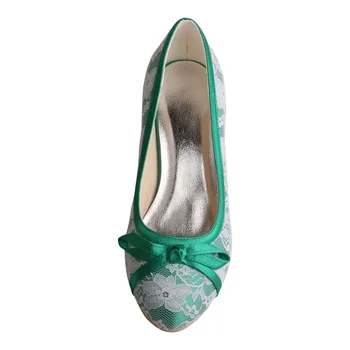 Pantofi verzi pentru Femei Tocuri Dantelă și Satin Deget de la picior Închis Balul Curții Pompe pentru Nunta