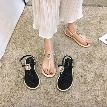 Femei Pantofi Sandale 2020 Noua Moda de Primăvară Plat Clip Degetul Mare Bijuterie Roman Pantofi