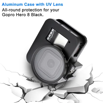 Aliaj de aluminiu de Caz de Protecție pentru GoPro Hero 8 Black Metal Cazul Cușcă Rama + Lentile cu Filtru UV pentru Go Pro 8 Accesorii aparat de Fotografiat