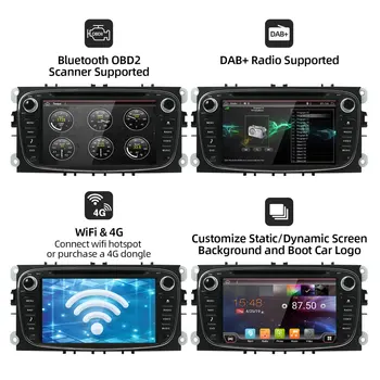 Bosion Android 10 GPS aparate de Radio Auto 2 Din Masina cu echipamentele de redare Multimedia 7