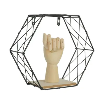 Stil Nordic Fier Grila Hexagonală Raft de Perete Combinație Agățat de Perete Figura Geometrica pentru Decor Perete Living Dormitor