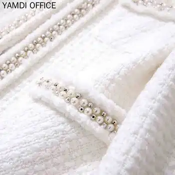 YAMDI 2019 NOUA pistă haina femei toamna iarna solid negru sacou alb bumbac uza de sex feminin elegant lux conservatie amestec de lână