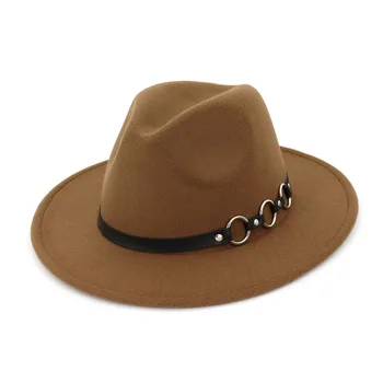 Lână de iarnă Pălării Panama Bărbați de Culoare Solidă Margine Largă Cu Centura Simțit CAPACE Femei Vintage Jazz pălărie de Epocă Trilby CAPACE HF12