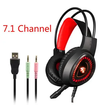 Virtual 7.1 Surround Sound Gaming Headset USB cu Led-uri/3.5 mm cu Fir Căști Cu Microfon, Control Volum Pentru Xbox PC Gamer