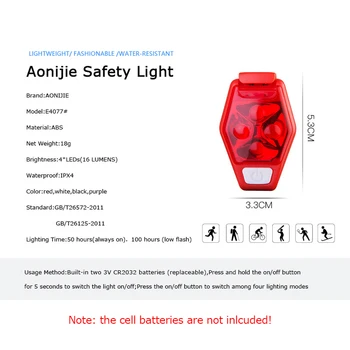 AONIJIE 4077 IPX4 rezistent la apa Noaptea de Funcționare LED-uri Lumina de Siguranta Cu Clip Lampa Stroboscop Pentru Runner Jogger Guler de Câine Biciclete Rider