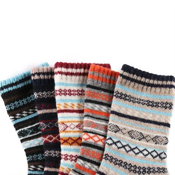 Noi de iarnă pentru bărbați șosete groase de lână Stil Retro Vintage ciorapi șosete din lână Cald 5 perechi