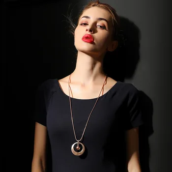 Cerc Pandantiv Din Aliaj Colier Pentru Femei De Moda Margele Lanț Lung Coliere Bijuterii Cadou De Crăciun
