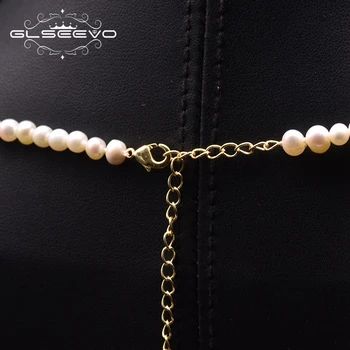 GLSEEVO Naturale de Apă Proaspătă Perle Margele Rotunde Cravată Colier Pentru Femei Cadouri lucrate Manual Romantic de Lux Accessorices GN0237