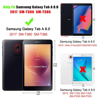 Pentru Samsung Galaxy Tab a 8.0 T380 T385 2017 tableta caz Acoperire Grele 2in1 Hibrid Anti-knock Robust rezistent la Șocuri Funda +film