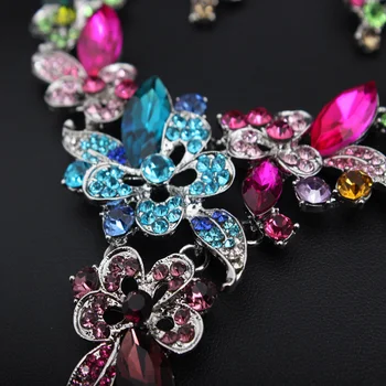 Romantic Frunză De Trifoi Complet Stras Nunta Nupțial Bijuterii Set Pentru Femei Fata Prom Party Colorat Cristal Accesorii De Îmbrăcăminte