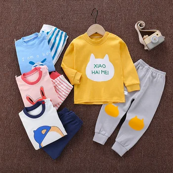 2 buc/set Toamna anului 2020 Nou cu mâneci Lungi de Bumbac Băieți, Pijamale, Lenjerie de corp pentru Copii Haine pentru Copii Fete pentru Copii Haine Casual Uzura