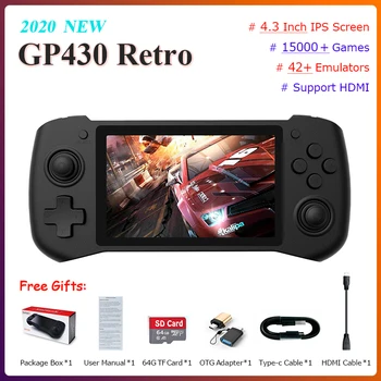 GP430 Consolă de jocuri Video Ecran de 4,3 Inch pentru PSP/PS1/PS4/NDS Open Source, Sistemul Portabil de Jocuri Retro Jucători 15000+ Jocuri