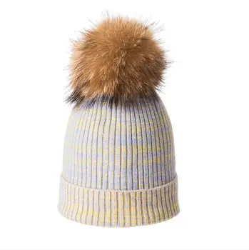 Fox Pompoms Pălării pentru Femei Culoare Solidă Detașabil de blană Pompon Minge de Lână Tricotate Chelioși Căciuli Palarie Cald 2019 Toamna Iarna Pălărie