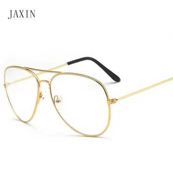 JAXIN Moda cadru metalic ochelari Femei de brand design pahare transparente atmosferice tendință sălbatice oglindă plană UV400oculos feminino