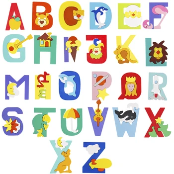 DIY din lemn jucarii Montessori timpurie de învățare alfabet animale de potrivire blocuri jucarii educative pentru copii pentru copii cadouri pentru copii