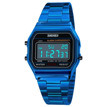 SKMEI LED Digital Femei Bărbați Ceasuri din Oțel Inoxidabil Viața Impermeabil 12/24 Ore Ceas Chrono Alarm Masculin Electronice reloj hombre