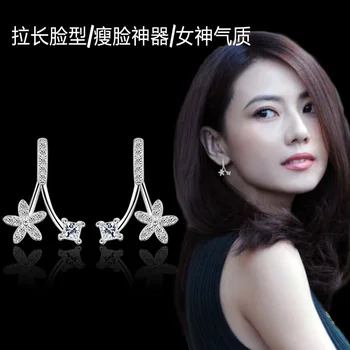 Moda Fierbinte de Vânzare cu Ridicata Nou Design de Flori Stralucitor Zirconiu Argint 925 Cercei Stud pentru Femei Fete de Bijuterii Cadou