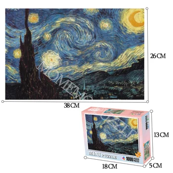 Mini Van Gogh Pictura, Puzzle-uri de Noapte Înstelat din Lemn, 1000 Piese Puzzle Adulti DIY Asamblarea Puzzle-uri Jocuri, Jucarii si Cadouri