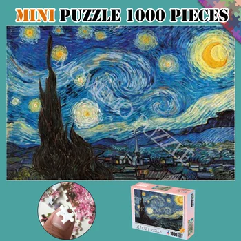 Mini Van Gogh Pictura, Puzzle-uri de Noapte Înstelat din Lemn, 1000 Piese Puzzle Adulti DIY Asamblarea Puzzle-uri Jocuri, Jucarii si Cadouri