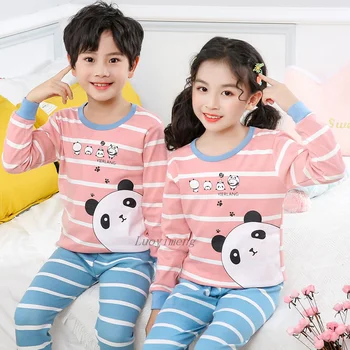 Desene animate Pijamale Manșon Complet Homewear Bumbac, Pijamale Copii Mari Haine Set Panda Baieti Pijamale Pijamale pentru Fete 8 10 12 14 Ani