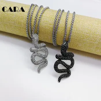 2019 Nou designer colier Plin cubic zirconia Șarpe colier pandantiv pietre cz animal șarpe colier de moda pentru bărbați CARA0418
