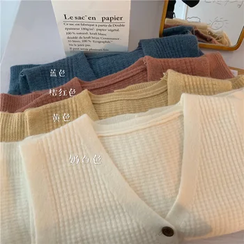 Pulover tricot vesta vesta femei 2020 primăvară noua versiunea coreeană de culoare pură sălbăticie V-neck cardigan pulover de sus