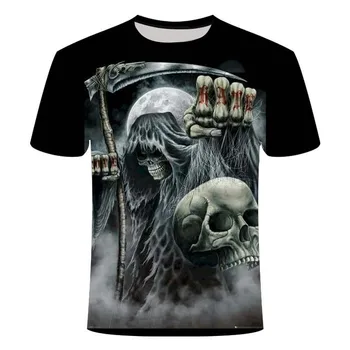 Vara Noi de Heavy metal rock craniu 3d Tricou de Vara Hipster Maneci Scurte Tee Topuri Bărbați/Femei Casual T-Shirt pentru Barbati cu maneci Scurte t