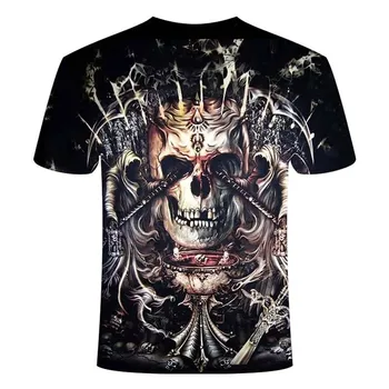 Vara Noi de Heavy metal rock craniu 3d Tricou de Vara Hipster Maneci Scurte Tee Topuri Bărbați/Femei Casual T-Shirt pentru Barbati cu maneci Scurte t