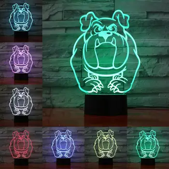 Bulldog 3D Lampă 7 Culori Schimbare a CONDUS Lumina de Noapte de Desene animate de animale de Companie pentru Copii de Craciun Cadouri de Ziua de nastere Minunat Jucărie Abstract Acrylic Lamparas
