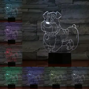 Bulldog 3D Lampă 7 Culori Schimbare a CONDUS Lumina de Noapte de Desene animate de animale de Companie pentru Copii de Craciun Cadouri de Ziua de nastere Minunat Jucărie Abstract Acrylic Lamparas