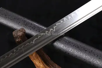 Mână-Forjare T10 Steel Lut Temperat Lama Full Tang Samurai Cutit drept Ninja Japonez Cosplay Real Katana Sabie Foarte Ascuțită