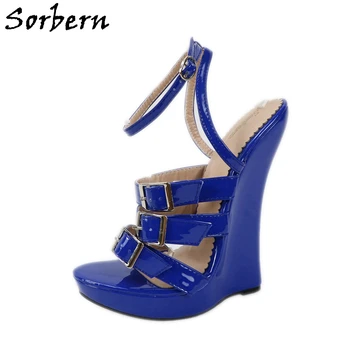 Sorbern Violet Strălucitor Femei Sandale Pană Tocuri Inalte Pantofi De Vara Pantofi Platforma Multi Culori Sandale De Vara Goth Pantofi Doamnelor