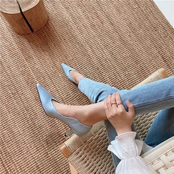 FEDONAS Elegant Superficial Pantofi de Femeie Tocuri de Moda cele mai Noi Pantofi din Piele naturală Pentru Femei Nuntă a Subliniat Deget de la picior Toc Pompe