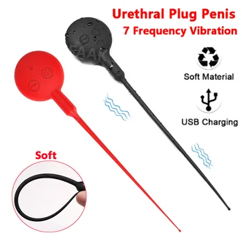 Uretral Dilatator 7 Frecvența Silicon Uretral Vibrator Cateter Penis Plug Erotic Sextoys Pentru Bărbați Usb De Încărcare Uretra Masaj