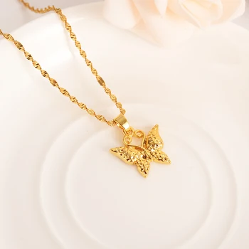 Drăguț fluture de aur seturi de Bijuterii de Nunta pandantiv Colier Cercei Seturi de Bijuterii colier cercei set pentru femei fete cadouri PNG