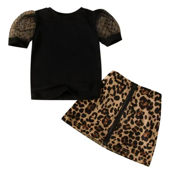 Original Zebra Amintesc Fata îmbrăcăminte set dantelă cu mânecă scurtă sus+fermoar Leopard fusta două bucata set de vară fată copilul utilaje