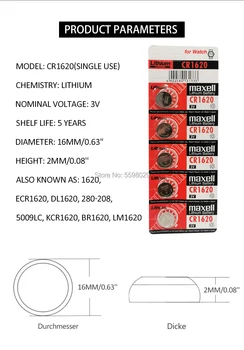 20pc Pentru Maxell cr1620 3v butonul de celule monedă cu litiu, baterii de ceas mașină de jucărie ECR1620 DL1620 5009LC KCR1620 BR1620 LM1620