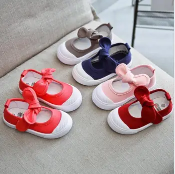 2020 Primăvară Fetita Panza Pantofi Casual Pantofi pentru Copii Cu Papion Fundita Solid de Culoare de Bomboane Fete Tenisi Copii Pantofi Moi