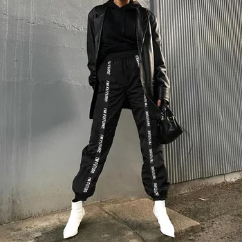 HOUZHOU Pantaloni de Trening Femei Hip Hop Liber Jogger Mujer Sportive Talie Elastic Negru Casual Luptă Moda Streetwear