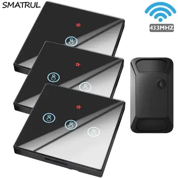 SMATRUL Smart Home Wireless Touch Comutator Lumina 433MHZ RF Control de la Distanță Releu Ecran de Sticlă 1 2 3 Bandă de Perete Panou Buton Lampă cu Led-uri