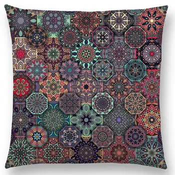 De Vânzare La Cald Boho Abstracte Colorate Etnic Mandale Florale Model Printuri Vintage Mozaic Geometrice Față De Pernă Canapea Pernă