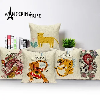 Animale de Desene animate Perne Decorative Pentru Canapea Tigrului Galben Perne Pentru Canapea Personalizate de Înaltă Calitate fata de Perna 45 x 45 cm