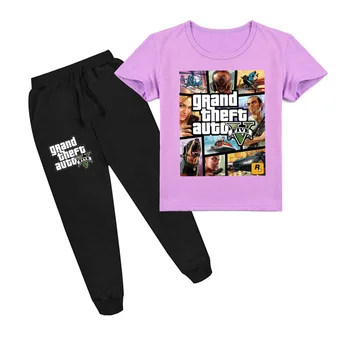 Z&Y 2-16Y 2020 Nou Grand Theft Auto Joc Topuri Set Haine Copii GTA 5 T Shirt Pantaloni 2 buc Sportsuit Fete Haine Casual Baieti Set