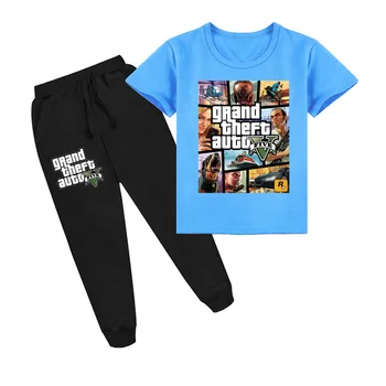 Z&Y 2-16Y 2020 Nou Grand Theft Auto Joc Topuri Set Haine Copii GTA 5 T Shirt Pantaloni 2 buc Sportsuit Fete Haine Casual Baieti Set