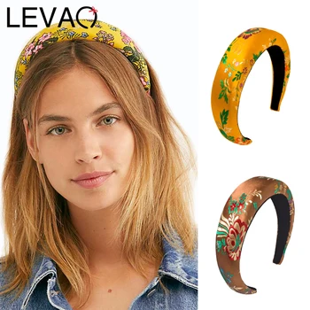 LEVAO Femei Elegante, Brodate Hairband Burete Căptușit Benzi Bezel Turban Fete Accesorii de Par, articole pentru acoperirea capului Cerc Păr Moda