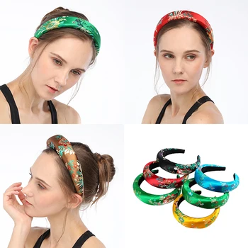 LEVAO Femei Elegante, Brodate Hairband Burete Căptușit Benzi Bezel Turban Fete Accesorii de Par, articole pentru acoperirea capului Cerc Păr Moda