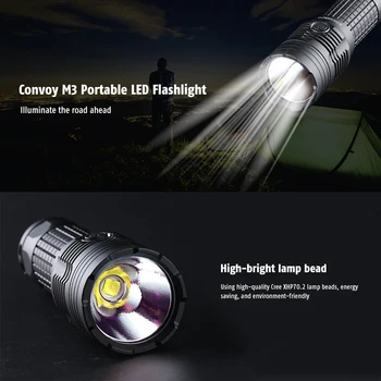A Condus Convoiul M3 Lanterna Torch Lampă De 4300 Lumeni Reglabil Din Aliaj De Aluminiu Rezistent La Apa Pentru Aventură În Aer Liber Vânătoare